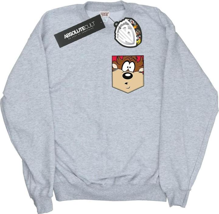 Actual product image Looney Tunes Mens Tasmanian Devil Face Faux Pocket Sweatshirt (3XL)