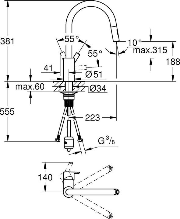 Produktbild Grohe Feel Einhand-Spültischbatterie, 1/2"