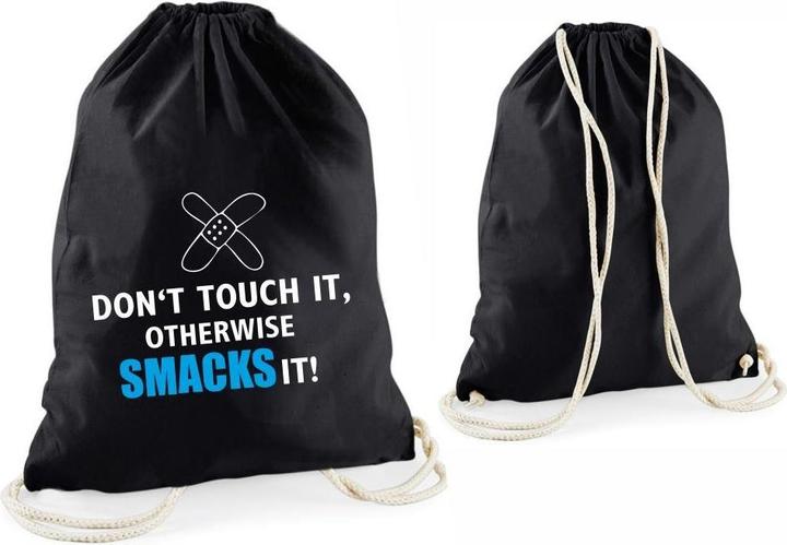 4you Design Statement-Tragebeutel Don't touch ist, otherwise smacks it! schwarz