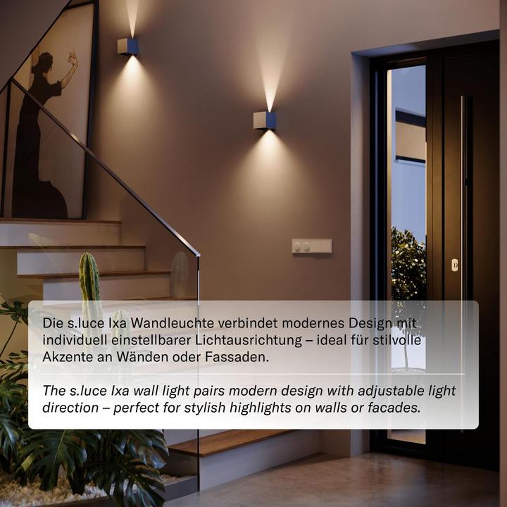 Immagine prodotto s.luce Ixa LED lampada da parete ad angolo regolabile per interni ed esterni IP44 (460 lm)