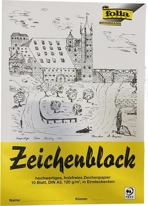 Produktbild Folia 10 Zeichenblock mit Leinenecken DIN A3 (A3, Kein Einband)