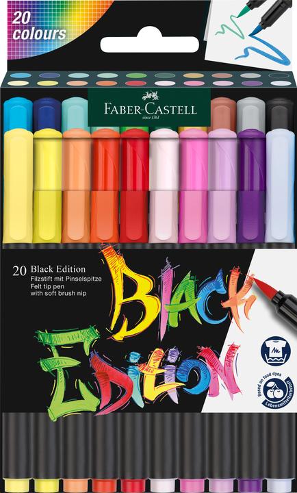 Faber-Castell Brush Pen Black Edition (Multicoloured, 20 x)