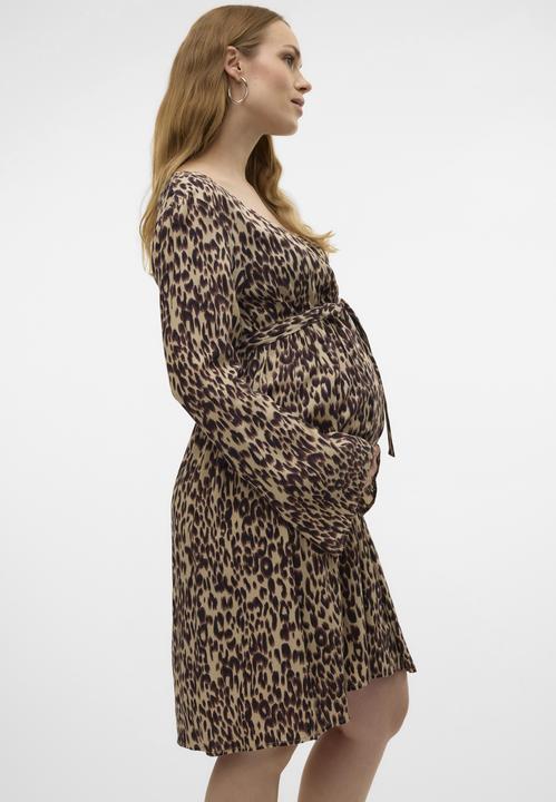 Produktbild Mamalicious Normal geschnitten V-Ausschnitt Elastische Bündchen Ballonärmel Kurzes Kleid Kleid (XS)