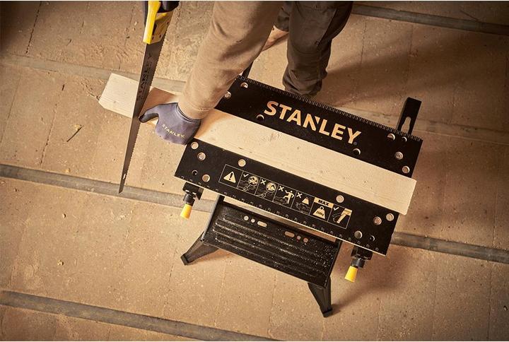 Actual product image Stanley Workmate with bamboo worktop and dual working height, loadable up to 250kg (50.50 cm, 54 cm)