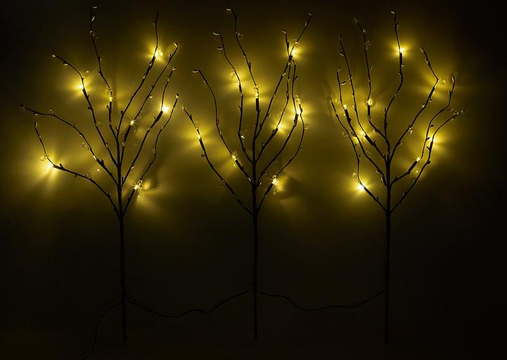 Image du produit Lunartec 3 branches décoratives, 48 bourgeons en plastique et 8 LED chacune, fonctionne sur piles, minuterie (0.60 m)