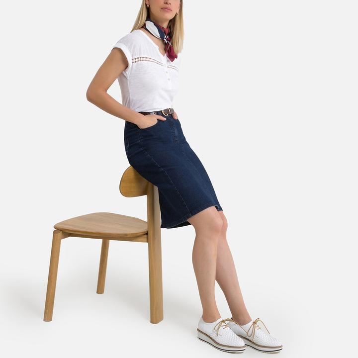 Actual product image Anne Weyburn Stretch denim denim skirt (34)