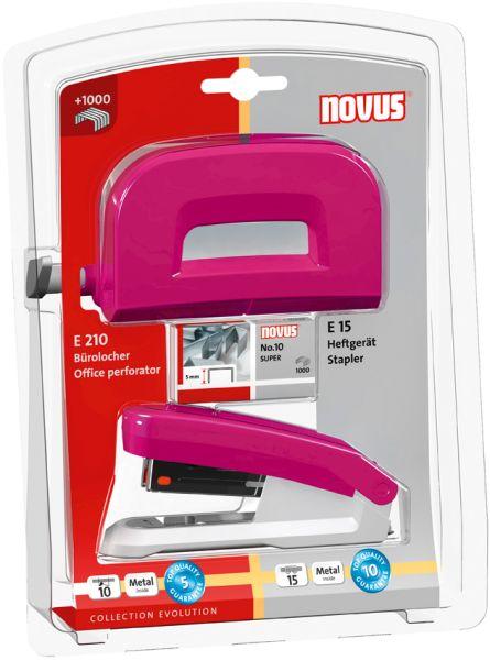 Produktbild Novus Locher-Heftgerät-Set pink (15 Blätter)