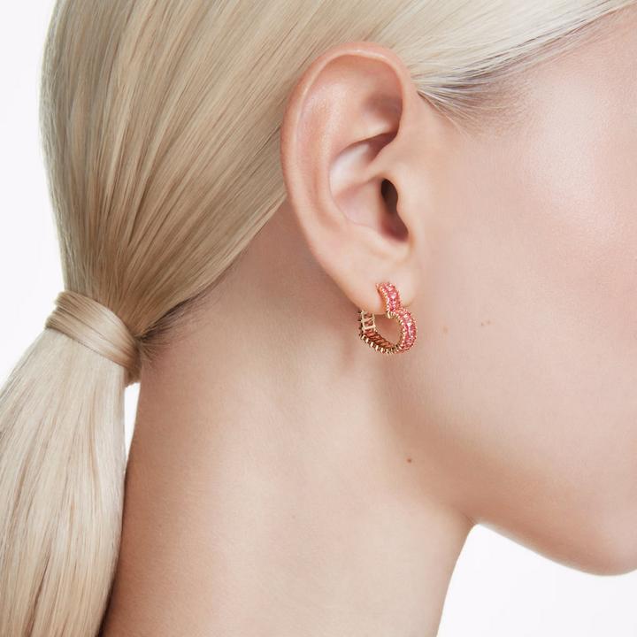 Produktbild Swarovski Matrix Kreolen Baguette Schliff Herz Klein Rosa Gold (Swarovski Metall)