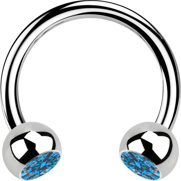 Produktbild Star Piercing Micro Circular Barbell silber mit zwei Kugeln Kristall hellblau (Chirurgenstahl 316L)