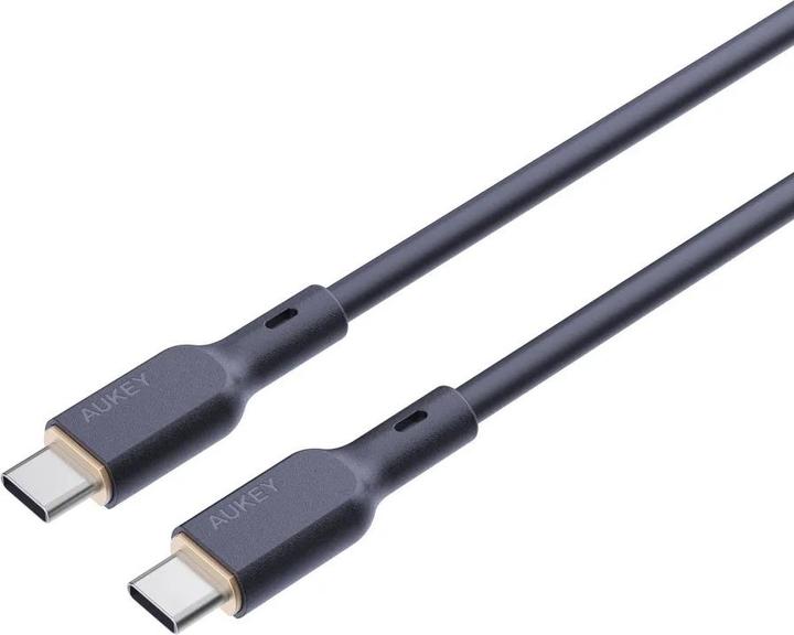 Actual product image Aukey USB-C Cable in Silicone, 100W, 1m - Black (1 m, USB 3.2 Gen 1, 100 W)