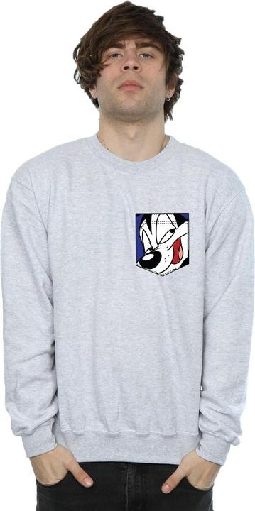 Actual product image Looney Tunes Mens Pepe Le Pew Face Faux Pocket Sweatshirt (M)