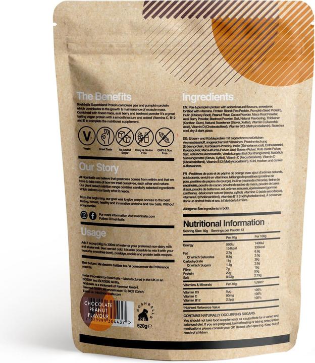 Image du produit Noshballs Superblend (Chocolat, Arachide, 1 pcs, 520 g)