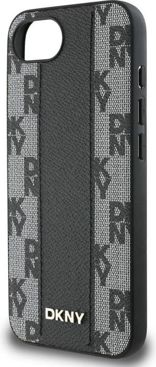 Produktbild DKNY Leather Checkered Mono Pattern MagSafe iPhone 16e Case - Black (Apple iPhone 16e)