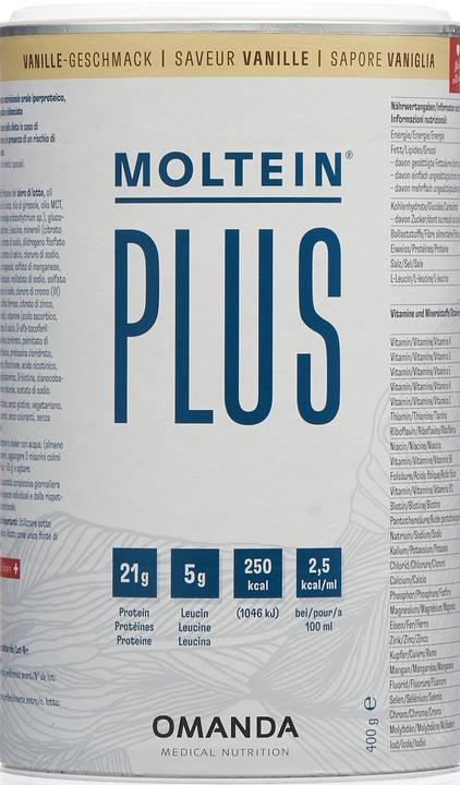 Nutritional values and ingredients Moltein Plus 2.5 Vanille (400g) (1 Piece, Powder, 400 g)