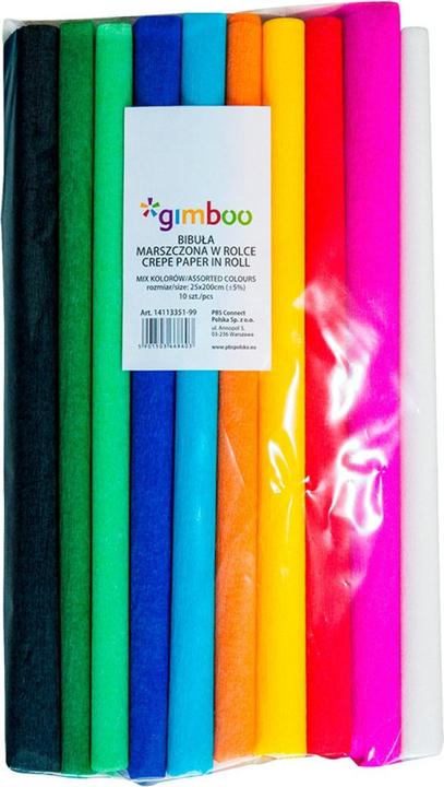 Actual product image Gimboo Crepe paper roll,, 25x200cm, 10 pieces, assorted colours (10 x)