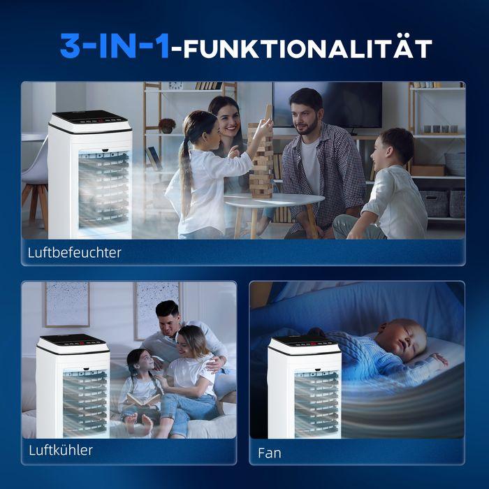Image du produit Swisshandel24 3 in 1 Mobile Klimaanlage mit Luftbefeuchtung Wasserkühlung 4L für 20  Weiss (20 m²)