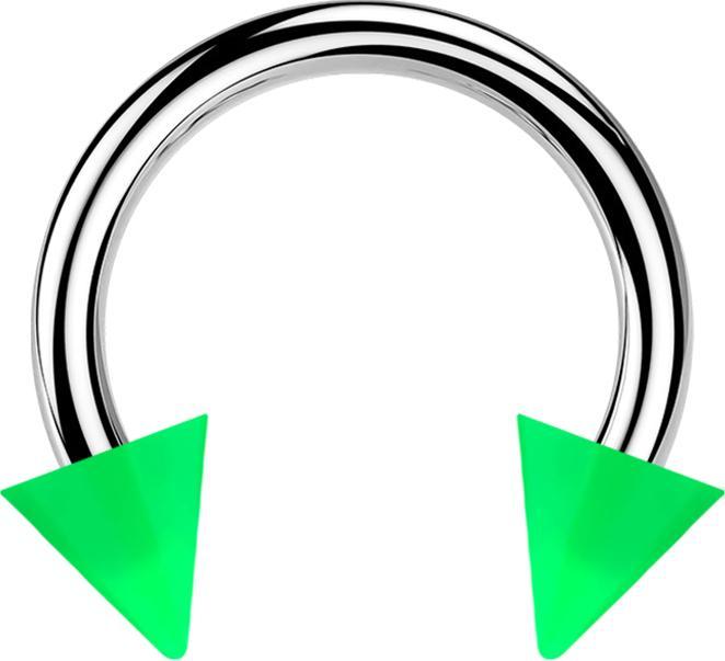 Star Piercing Micro Circular Barbell silber mit zwei Cones grün (ohne Messing, Acryl, Chirurgenstahl 316L)