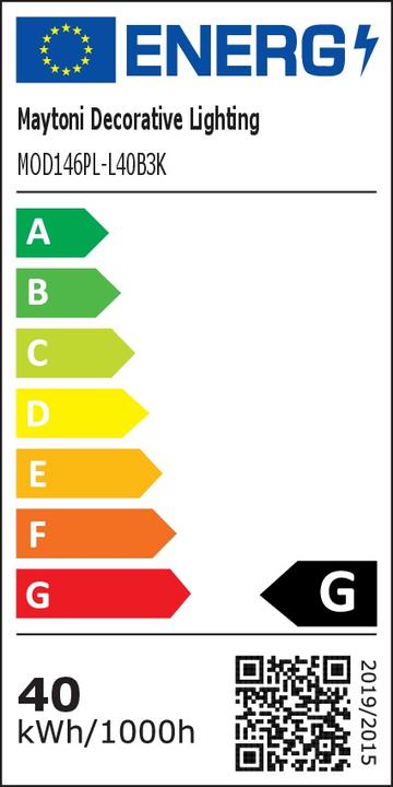 Energie-Label Maytoni Tau LED Pendelleuchte, Hängeleuchte 40W Schwarz Warmweiss (2200 lm)
