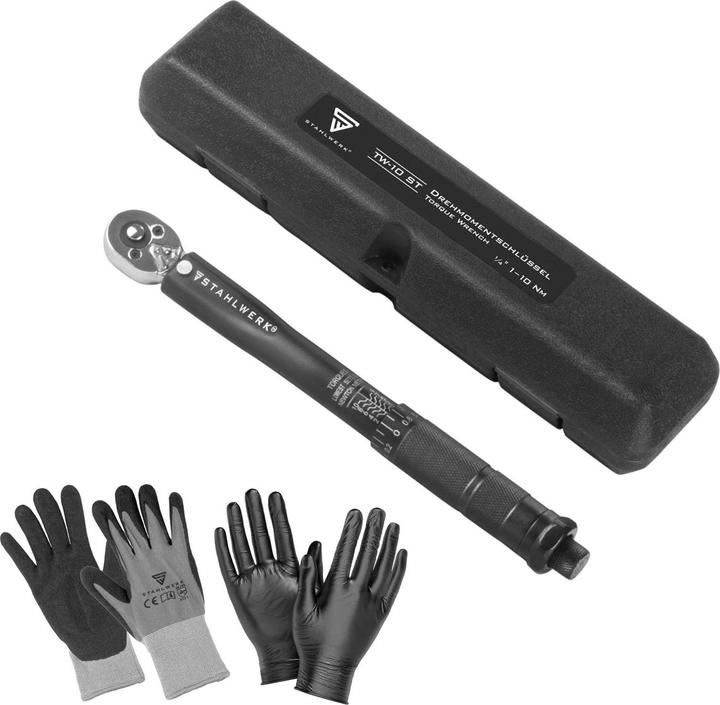 Produktbild Stahlwerk Drehmomentschlüssel TW-10 ST 1-10 Nm 1/4“ Zoll mit Mikrometerskala (1/4", 1 Nm, 10 Nm)