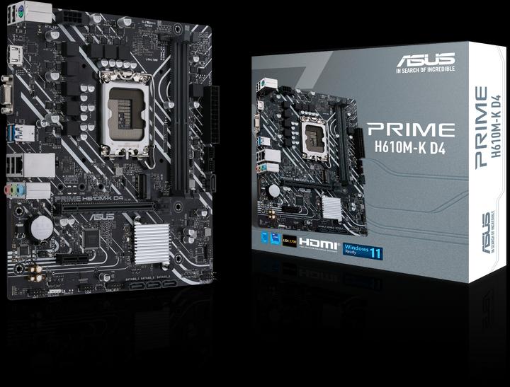 Actual product image ASUS PRIME H610M-K D4 (LGA 1700, Intel H610, mATX)