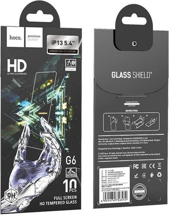 Image du produit Hoco G6 Verre blindé 9H - iPhone 13 Mini - Verre de protection d'écran premium (1 pièce(s), Apple iPhone 13 mini)