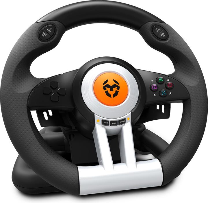 Image du produit Krom K-Wheel Noir USB Volant + Pédales Analogique / Numérique PlayStation 4 (Xbox One S, Playstation Classic, PS3, PS4)