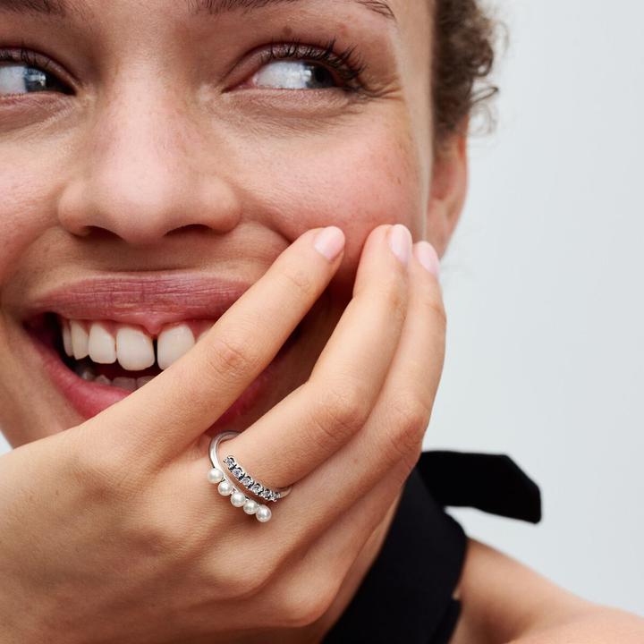 Produktbild Pandora Behandelte Süsswasserzuchtperlen & Pavé Offener Ring (50, 925 Silber)