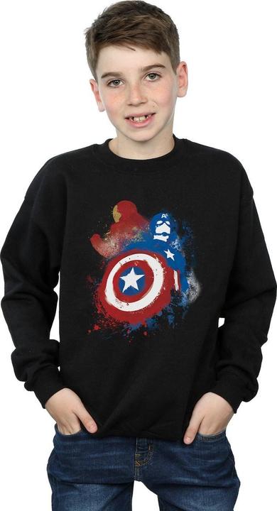 Actual product image Boys Captain America Civil War Painted Vs Iron Man Sweatshirt (140, 146)