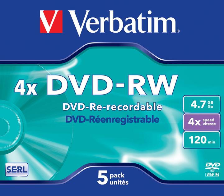 Immagine prodotto Verbatim DVD-RW, 4x, 4,7GB, confezione da 5 (5 x)