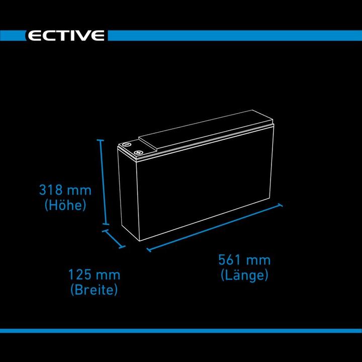 Produktbild Ective AGM Batterie 230Ah 12V Deep Cycle Slim Front Terminal Versorgungs Akku Versorgungsbatterie (12 V, 230 Ah)