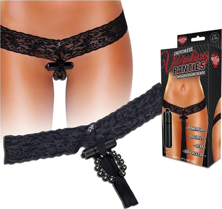 Image du produit Hustler Vibrating Panties with pleasure beads black M/L (M/L)