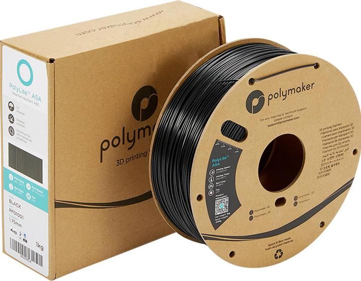Actual product image Polymaker PolyLite ASA V2 - Black - 1.75mm (ASA, 1.75 mm, 1000 g, Black)