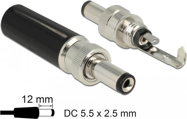 Actual product image Delock Connector DC 5.5 x 2.5 mm with length 12.0 mm hollow connector