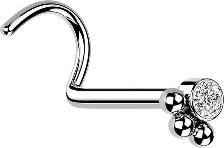 Image du produit Star Piercing Nasenstecker gebogen silber Kristall mit drei Kugeln (sans laiton, Acier chirurgical 316L)