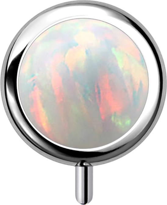 Produktbild Star Piercing Threadless Zylinder silber front Opal weiss (ohne Messing, Titan G23)
