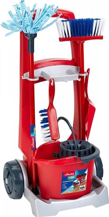 Theo Klein 6720 Carrello per le pulizie Vileda con aspirapolvere verticale I Include vari accessori tra cui moc