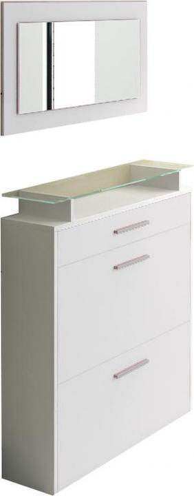 Produktbild Jet-Line Schuhschrank in weiss hochglanz mit Spiegel und Glasablage