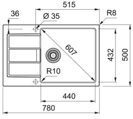 Produktbild Franke SINK TECTONITE SIRIUS 143.0590.223 GREY (Einbauspüle, 50 cm, 78 cm)