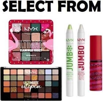 NYX Professional Make-Up Lip Gloss Swirl Jumbo Eye Pencil Eyeshadow Palette 2023 Holiday Selection
