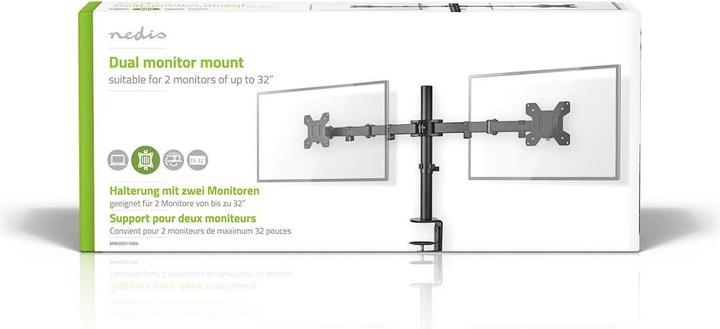 Actual product image Nedis Desk monitor holder | 2 screen(s) | 15 - 32 " | 75x75 / 100x100 | Fully movable (Table, 32")