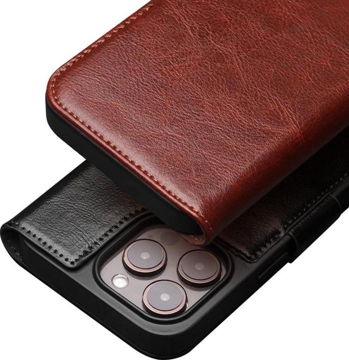 Produktbild QiAlino Hülle Flip mit magnetischem Verschluss Dunkelbraun (Apple iPhone 14 Pro Max)