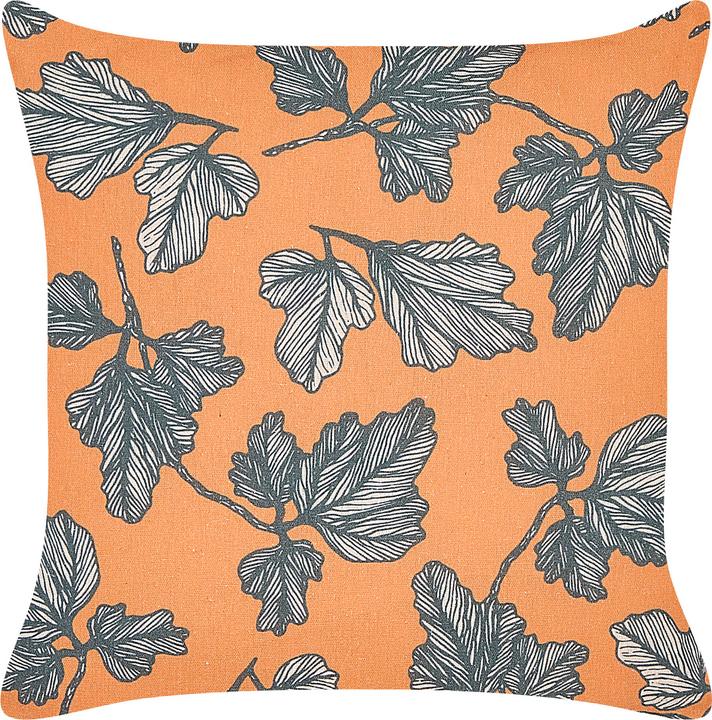 Actual product image Beliani Decorative cushion leaf motif orange / black 45 x 45 cm Set of 2 SPIREA (45 x 45 cm)