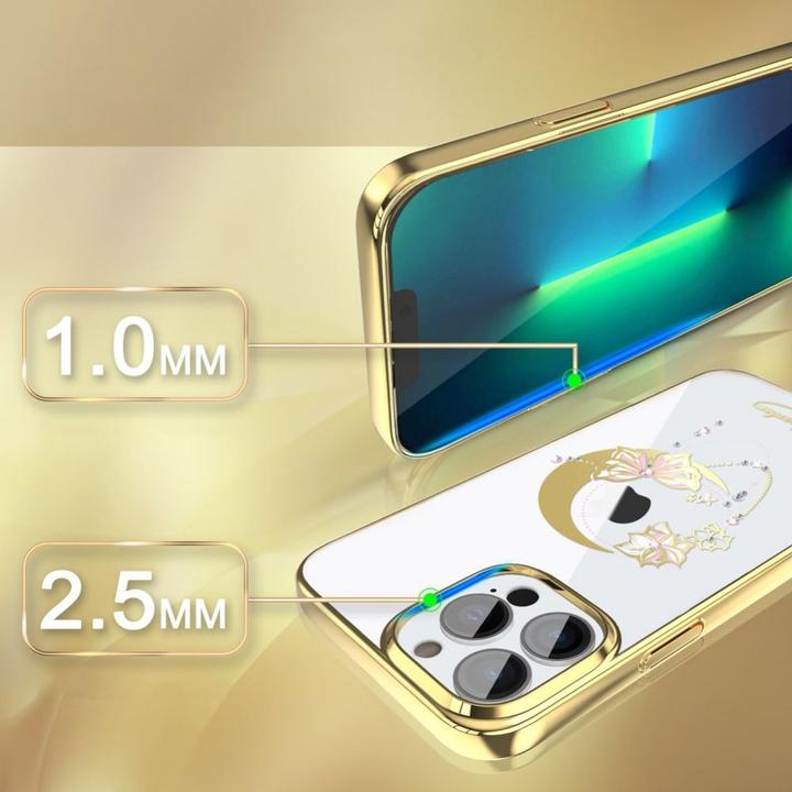 Image du produit Kingxbar Etui de luxe Moon Series avec cristaux Swarovski pour iPhone 13 Pro Gold (Butterfly) (Apple iPhone 13 Pro)