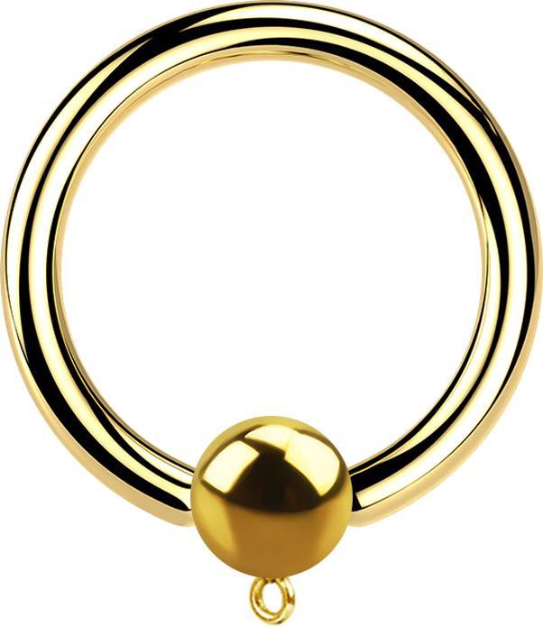 Produktbild Star Piercing Micro Closure Ring vergoldet mit Kugel Ring für Anhänger (Chirurgenstahl 316L, ohne Messing)