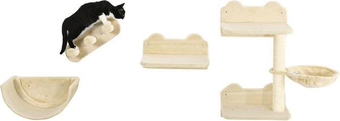 Image du produit Swisshandel24 Katzen Kletterwand 4 tlg, Katzenkratzbaum inkl. Klettern, bis 5kg (23.50 cm, Beige)