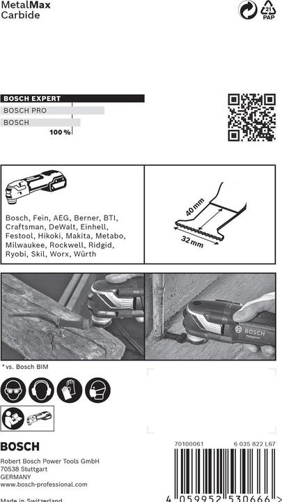 Immagine prodotto Bosch Professional Zubehör Lama Expert MetalMax AIZ 32 AIT per utensili multifunzione, 40 x 32 mm