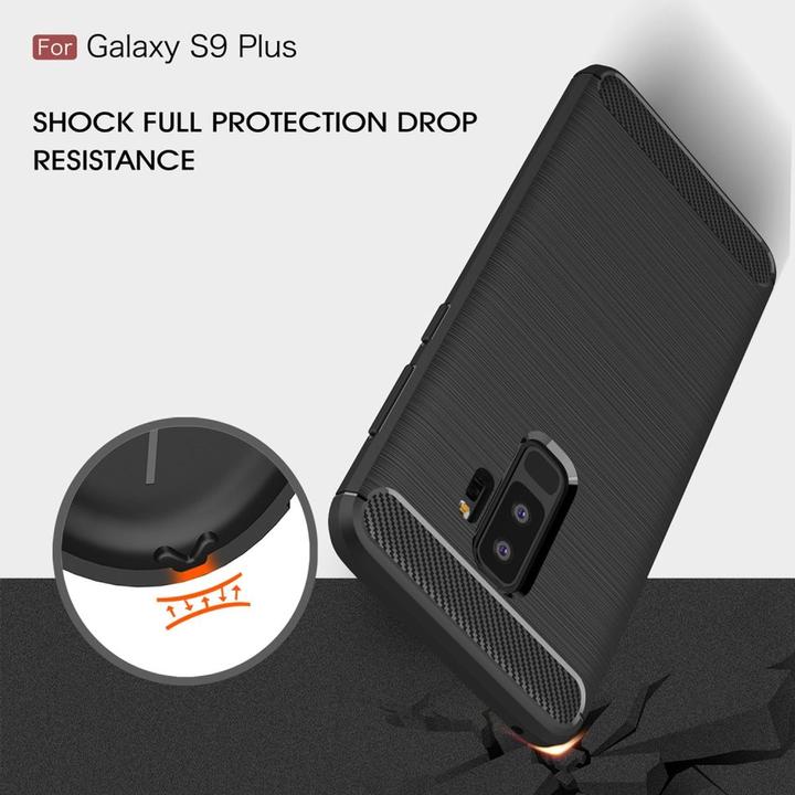 Produktbild König Design Hülle Handy Schutz für Samsung Galaxy S9 Plus Case Cover Bumper Carbon TPU Blau (Samsung Galaxy S9+)