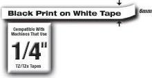Produktbild Brother TZe-211 (0.60 cm, Schwarz, Weiss)