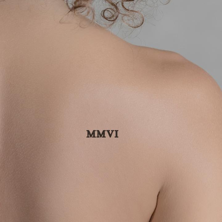 Actual product image minink Temporary tattoo - Roman numeral MMVI (2006)