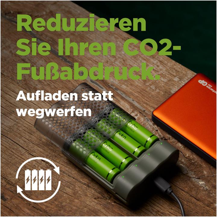 Actual product image GP Batteries ReCyko M451/270 4-Port USB Ladegerät inkl.4xAA NiMh 2600mAh (5 pcs., AA, 2600 mAh, Rechargeable battery)